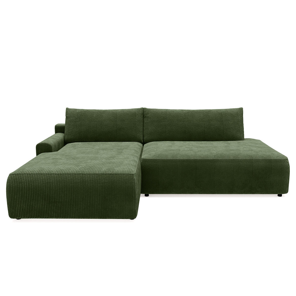 ECKSOFA mit Schlaffunktion - Longchair - Schwarz/Grün, Kunststoff/Textil (253/167cm) - home24
