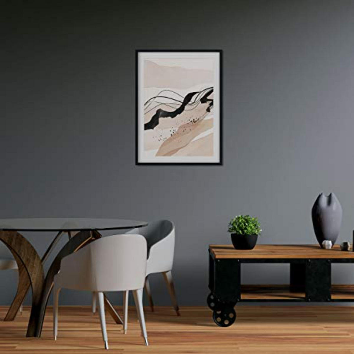 POSTER Set mit 4 Blätter und abstrakten Formen mit braunen Tönen A3 Schwarzer Rahmen - Schwarz, Papier (29.7/3cm) - Nacnic