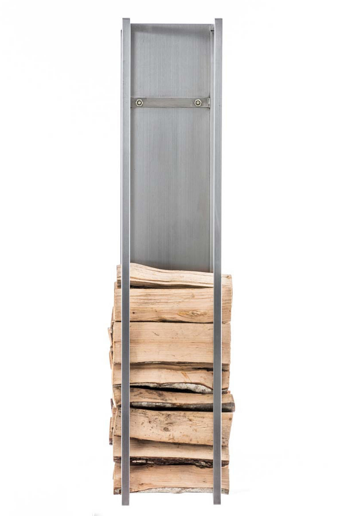 KAMINHOLZREGAL 25/25/80 cm Metall edelstahl - Edelstahlfarben, Metall (25/80/25cm) - CLP
