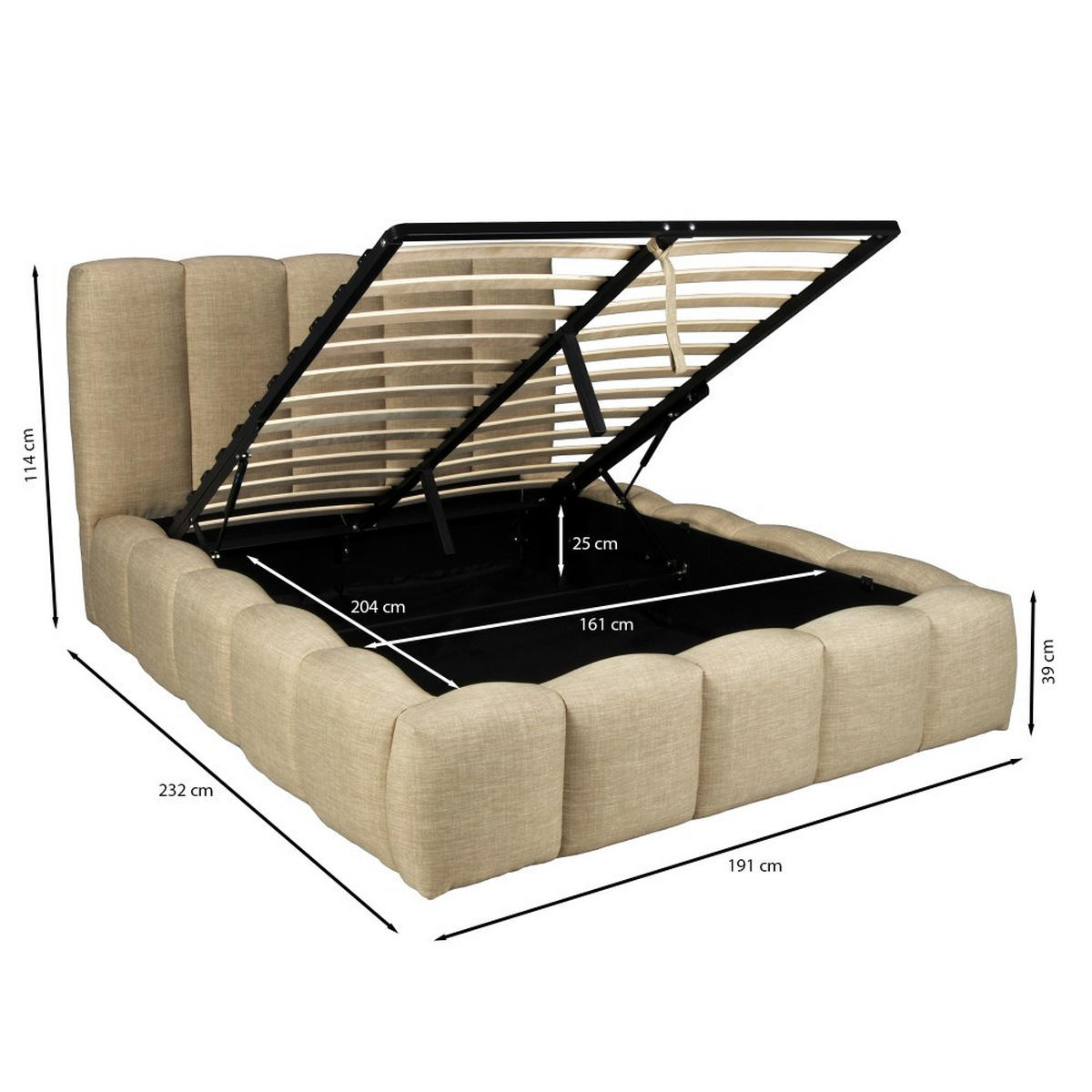 KASTENBETT NEST mit Lattenrost / 160x200 cm - Beige - Beige, Holzwerkstoff (160/200cm) - Weber Industries