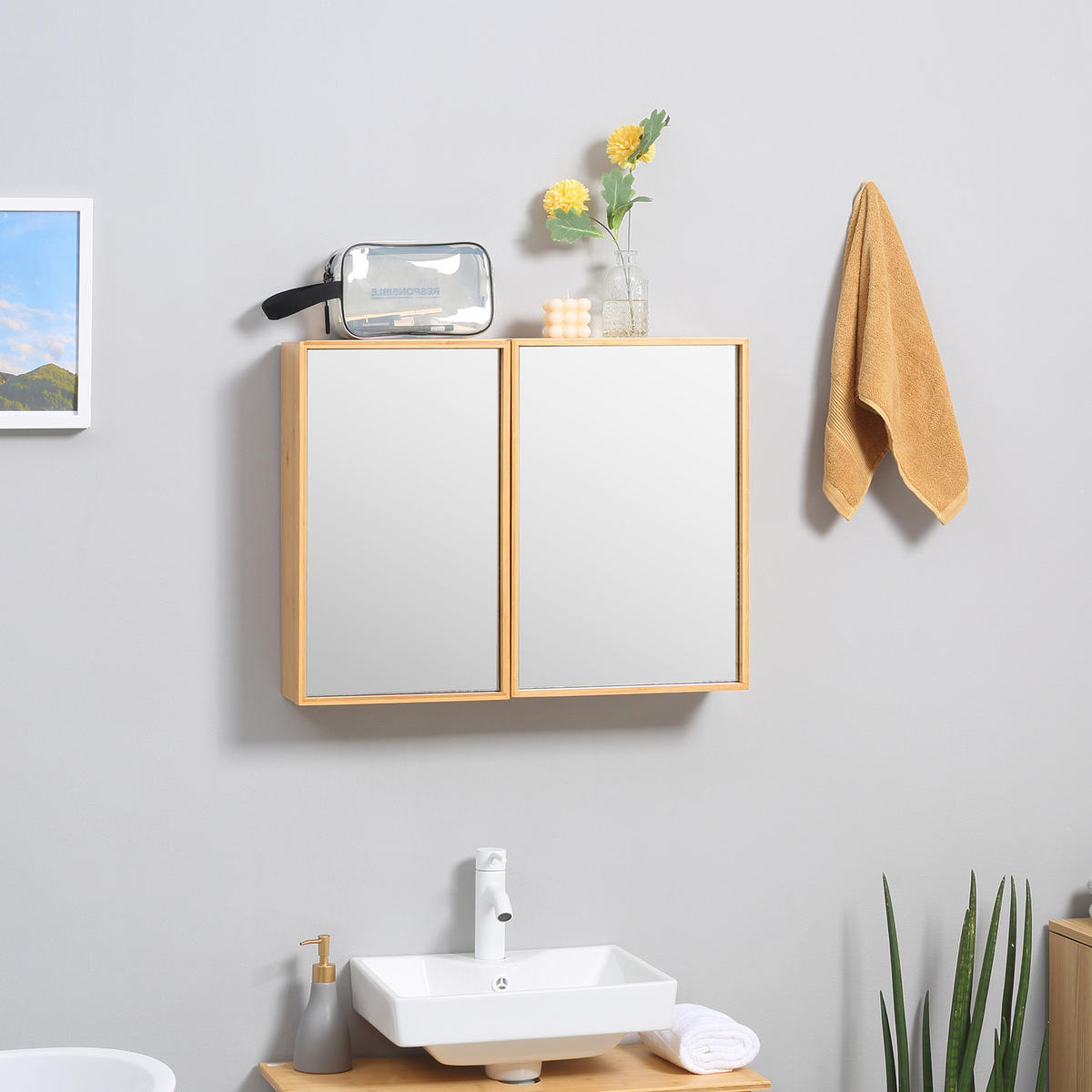 SPIEGELSCHRANK Naturfarben - Naturfarben, Holz (65.2/50/14cm)