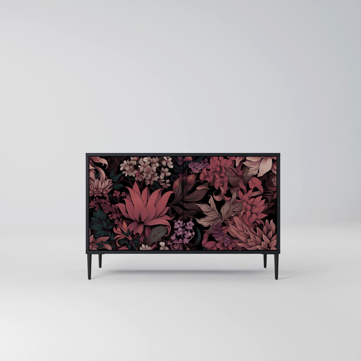 SIDEBOARD FLORAL WHISPER, Eicheneffekt, 111x42x77,5 cm, 2 Türen - Eichefarben/Buchefarben, Holzwerkstoff/Buchenholz (111/77.5/42cm) - SpaceRebels