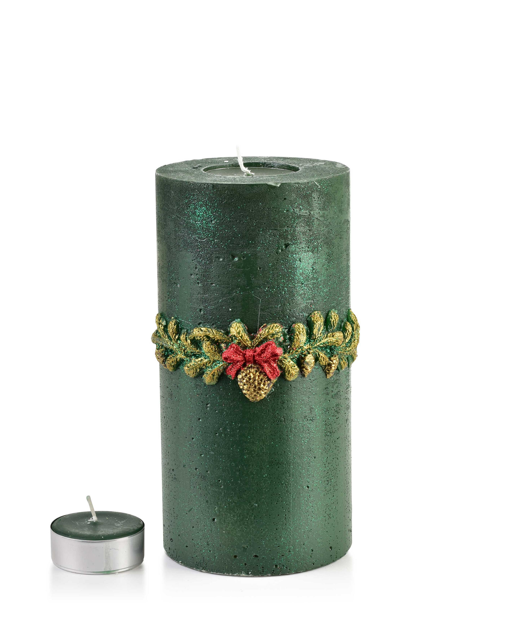 TEELICHTHALTER Wianek Grün 24/12/24 cm Naturmaterial - Grün, Naturmaterialien (24cm) - Mondex