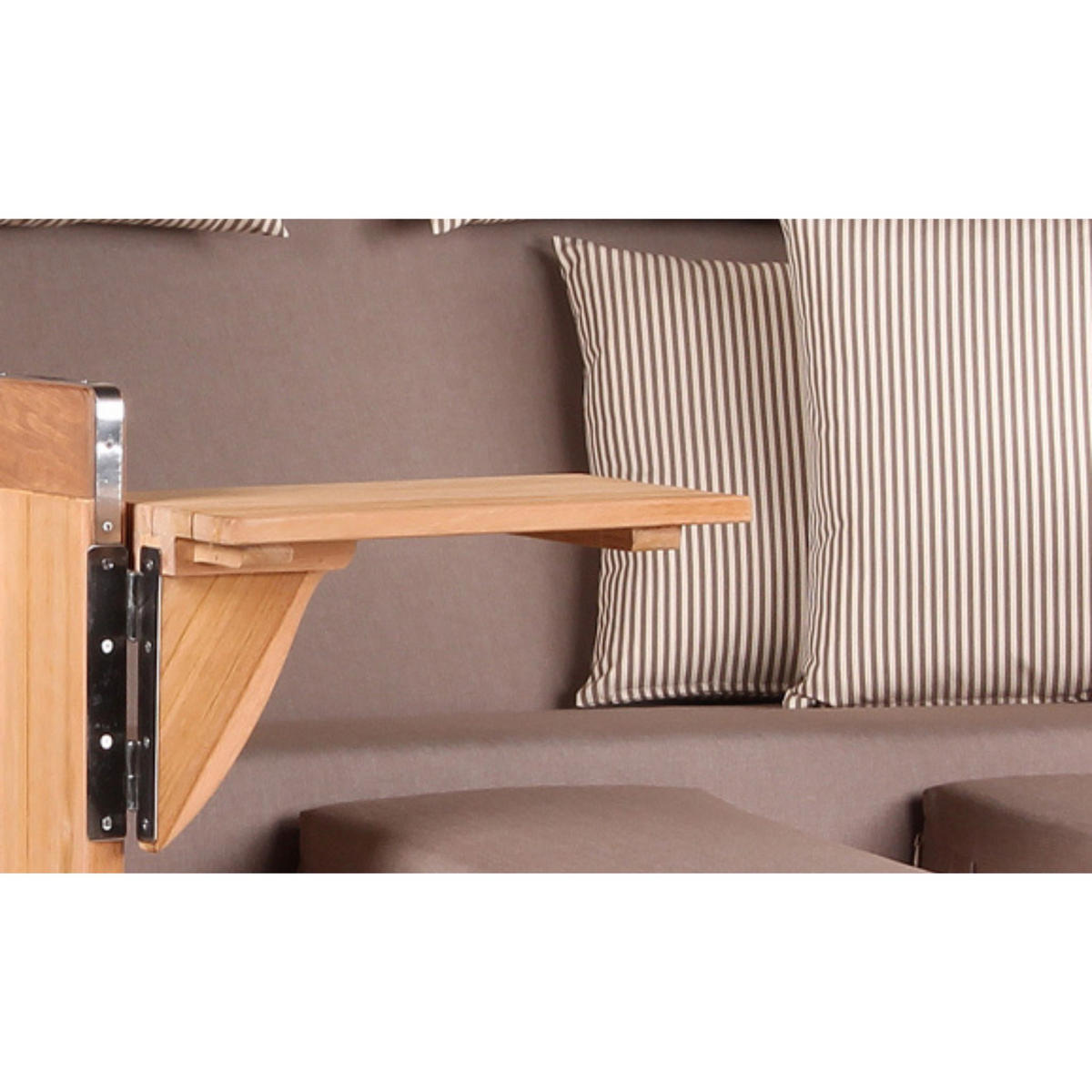 STRANDKORB Baltikum Teak 2,5 Sitzer - Taupe/Braun, Holz/Metall (142/170/95cm) - Mr. Deko