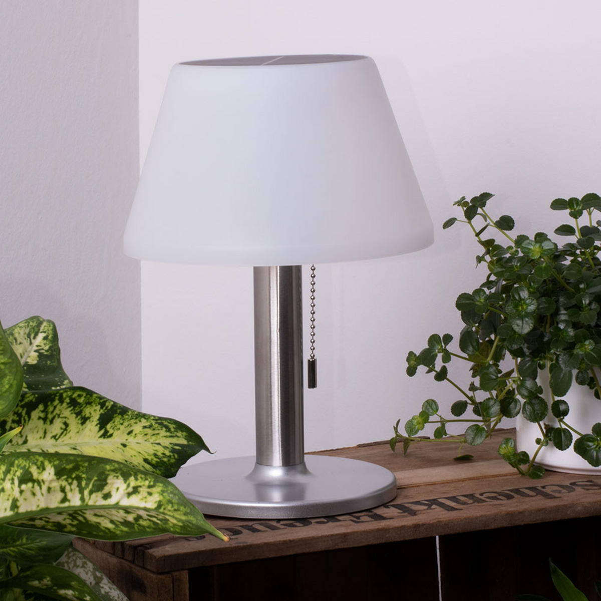 LED AUSSENLEUCHTE Solartischlampe Edelstahl Silber - Silberfarben, Metall (19.5/19.5/28cm) - Globo Lighting