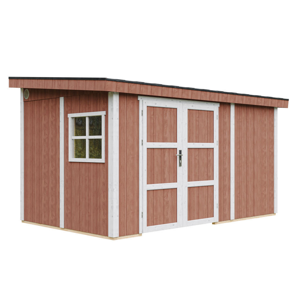 GARTENHAUS 8,68 m² - H231x248x412 cm - Ohne Boden und Seitenwand – M939B-REDWOOD RED - Rot, Holz (236/231/368cm) - Timbela