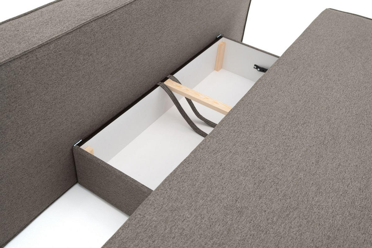 SCHLAFSOFA Mit Bettkasten NOMI, Stoff Faro, Hellbraun - Hellbraun, Holz (200/82/100cm) - Kaiser Möbel
