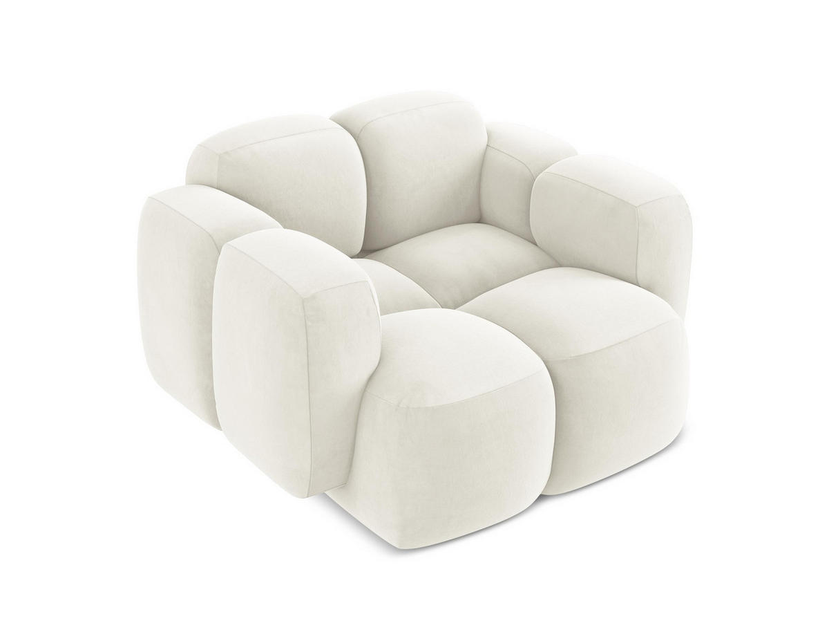 SESSEL Samt Stoff Beige - Hellbraun/Schwarz, Holzwerkstoff/Kunststoff (120/72/115cm) - Makamii
