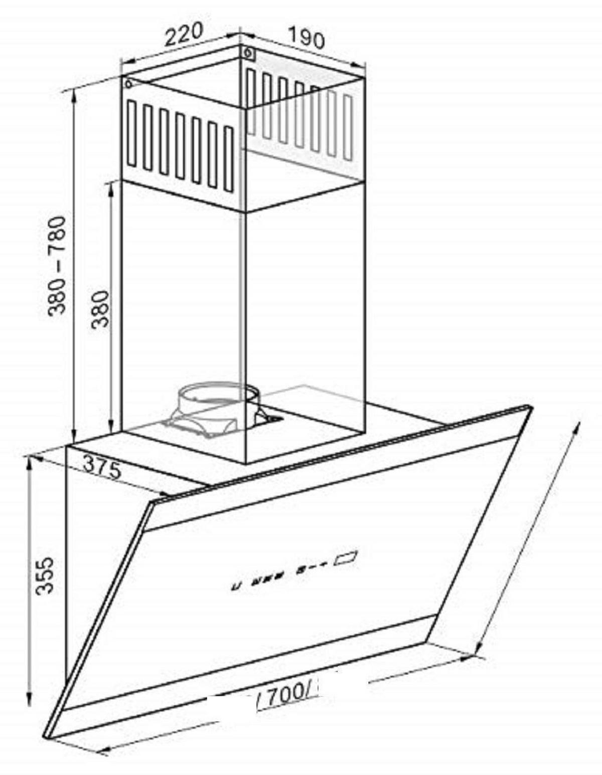 DUNSTABZUGSHAUBE AT 7435 Eco 70 cm Schwarz - Schwarz, Glas/Metall (70/75.5/37.5cm) - Kaiser Küchengeräte