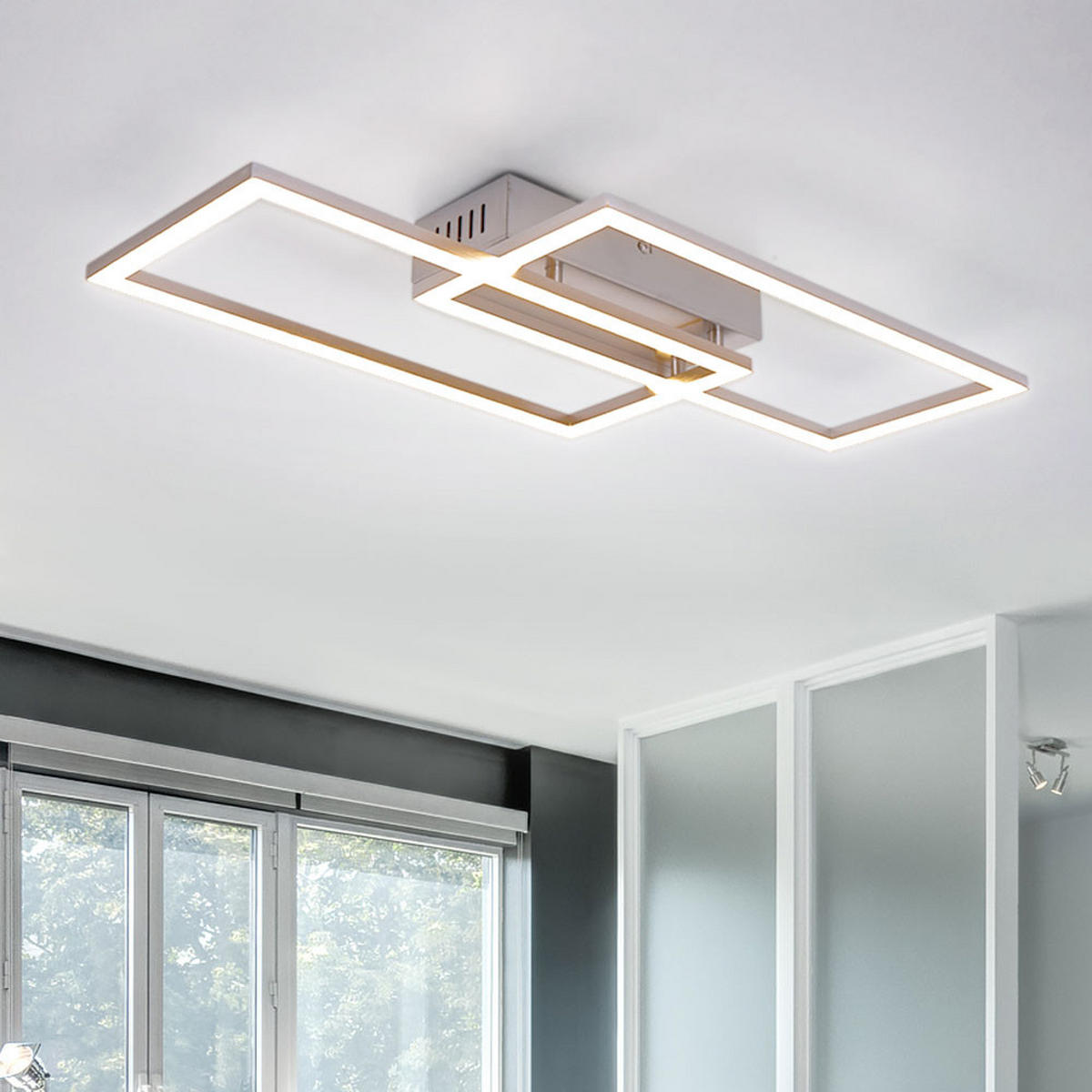 LED DECKENLEUCHTE MUNNI Silber Opal - Silberfarben, Metall (52/24.2/6.2cm) - Globo Lighting