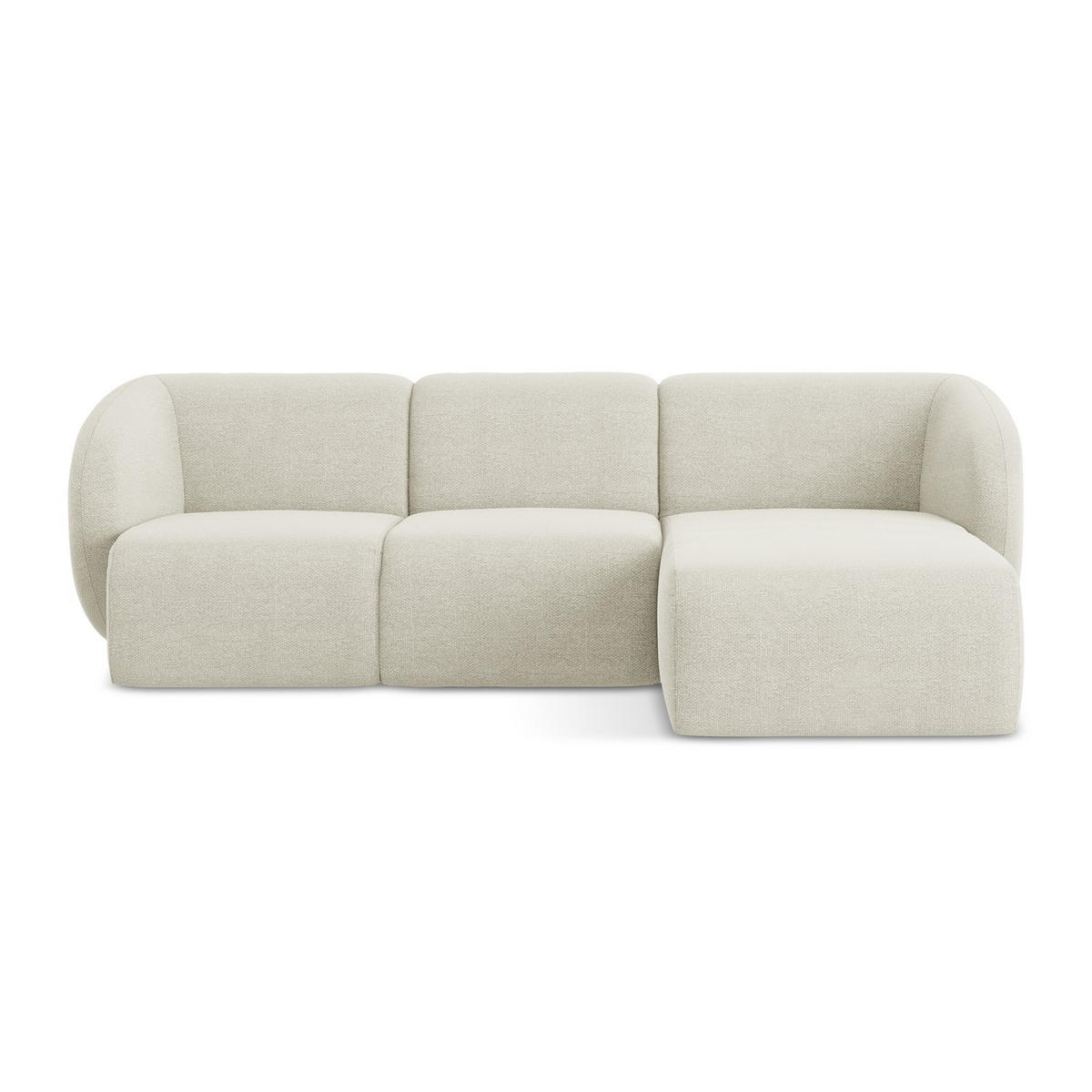 ECKSOFA Rechts Bouclé Stoff Beige - Sandfarben/Schwarz, Holzwerkstoff/Kunststoff (248/166cm) - LaMiaSofa