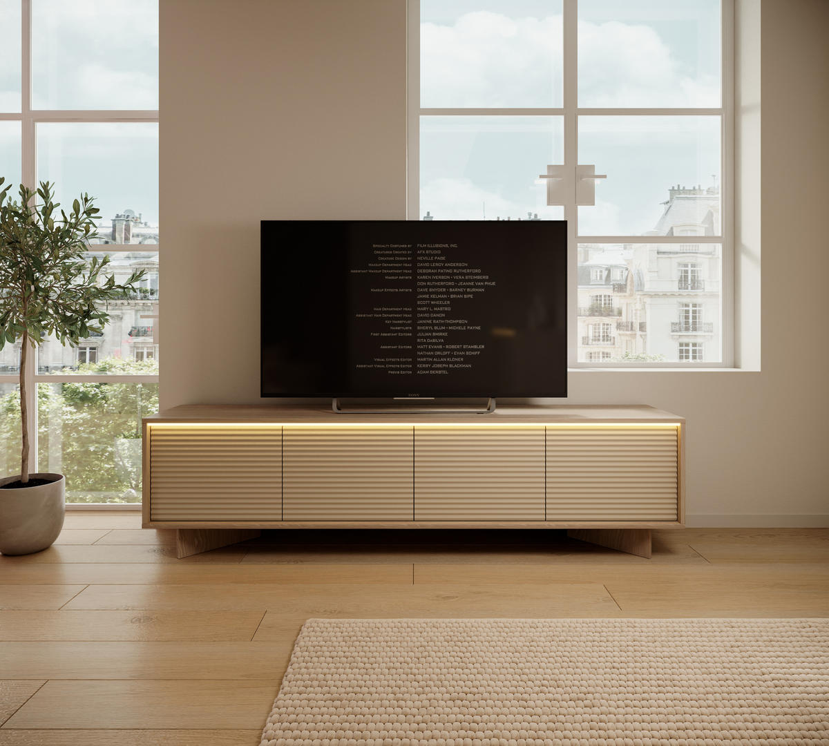 TV-SCHRANK: Natur-Bolivar, 203,9 x 54,4 x 40 cm - Eichefarben, Holzwerkstoff (203.9/54.4/40cm) - 3XE LIVING