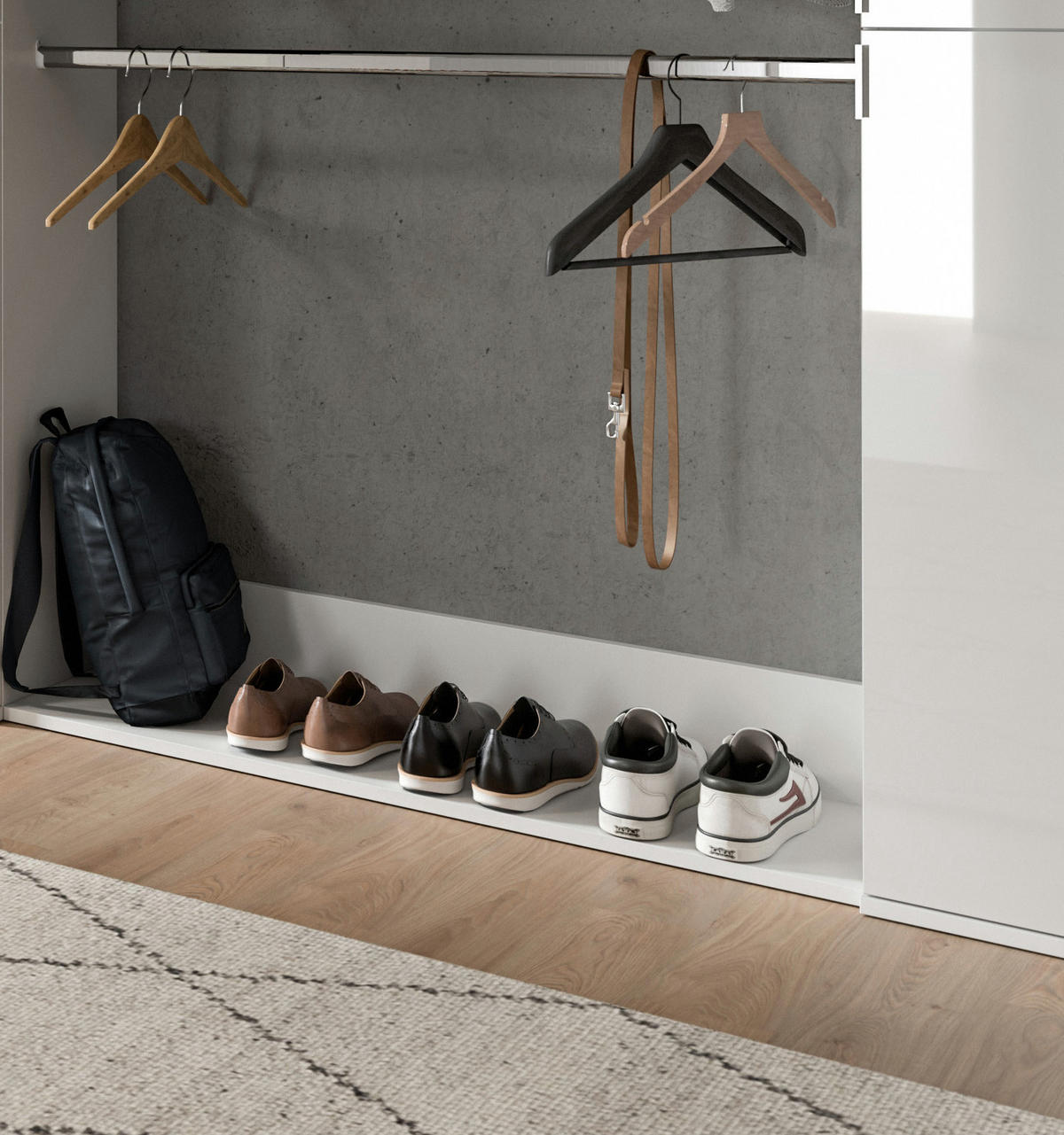 GARDEROBE Systemmöbel Projekt X 3tlg. Kombination , ca.232x191x34 cm - Weiß, Holzwerkstoff (232/191/37cm)