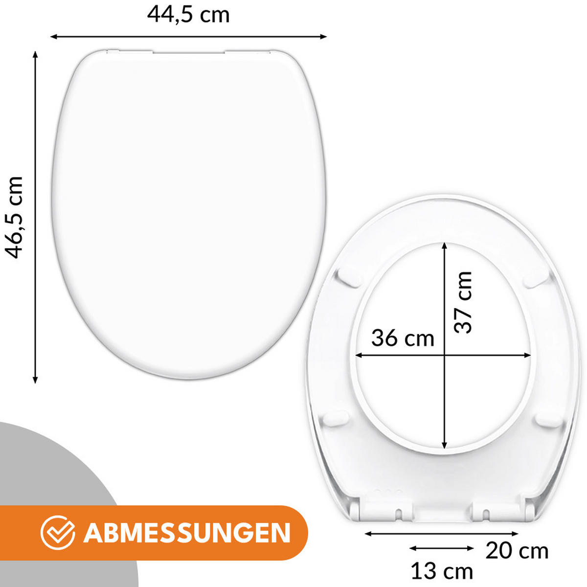 TOILETTENDECKEL mit Absenkautomatik - Weiß, Kunststoff (44.5/5/46.5cm) - KRUMAD