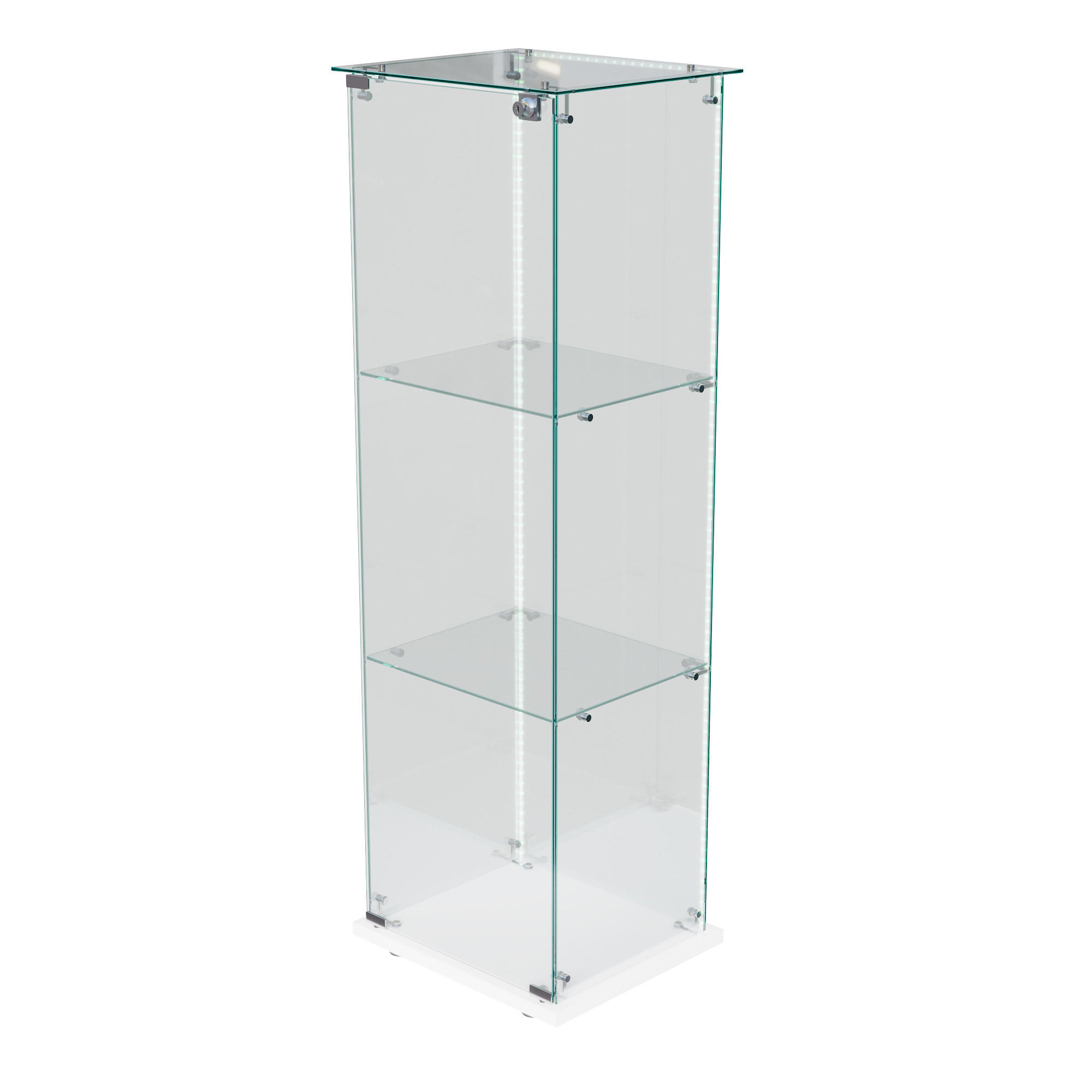 VITRINE mit RGB-Randbeleuchtung, 3-stufig, Weiß - Weiß, Glas (39.8/123.3/35cm) - Joyfair