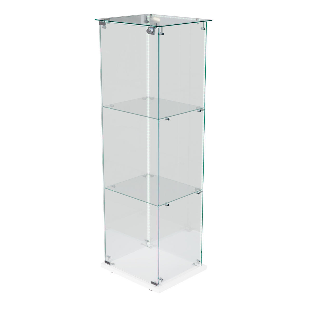 GLASVITRINE 125x42x36 cm 1 Tür 3 Einlegeböden LED Touch weiß - Weiß, Holz (39.8/123.3/35cm) - LEBENLANG