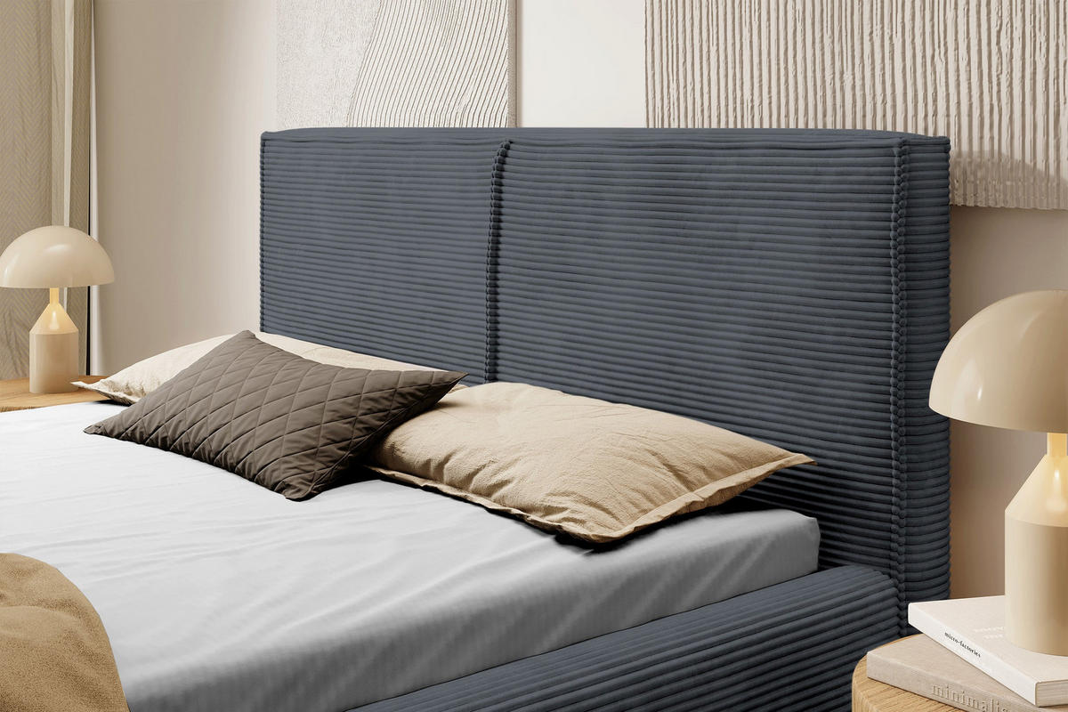 POLSTERBETT Farese Grau Cordbezug 140 cm - Grau, Textil (140/200cm) - Selsey