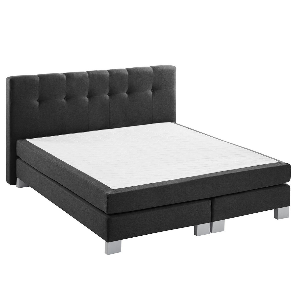 BOXSPRINGBETT - Webstoff - Grau, Textil (180/200cm) - home24