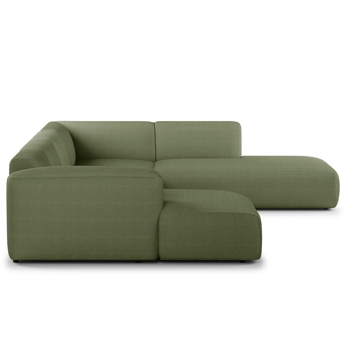 WOHNLANDSCHAFT mit Longchair - Dunkelgrün/Schwarz, Kunststoff/Textil (325/71/235cm) - home24