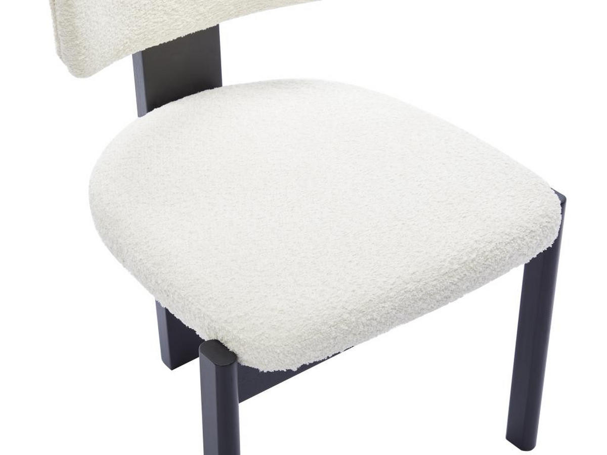 STUHL 2er-Set - Bouclé-Stoff & Kautschukholz - Weiß & Schwarz - WILANA - Schwarz/Weiß, Textil (60/85/56cm) - Vente-Unique