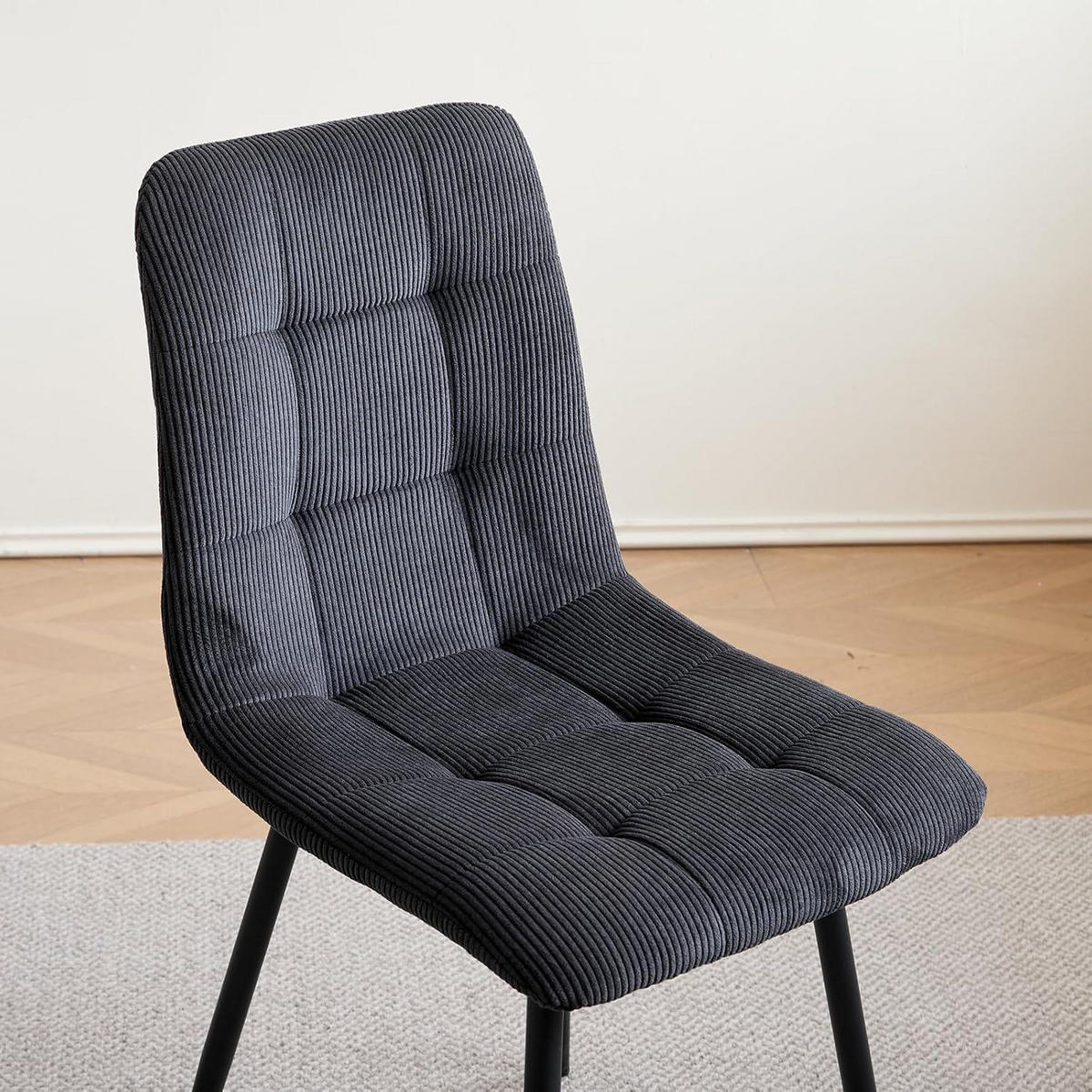 ESSZIMMERSTÜHLE 8er-Set Cordstoff Schwarz/Hellgrau Metallbeine - Multicolor, Textil (43/89.5/44cm)