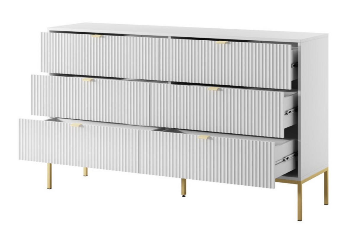 SIDEBOARD Weiß KS154 Glamour Stil Goldfarben - Weiß, Holzwerkstoff (154/91/39cm) - Sepro Meble