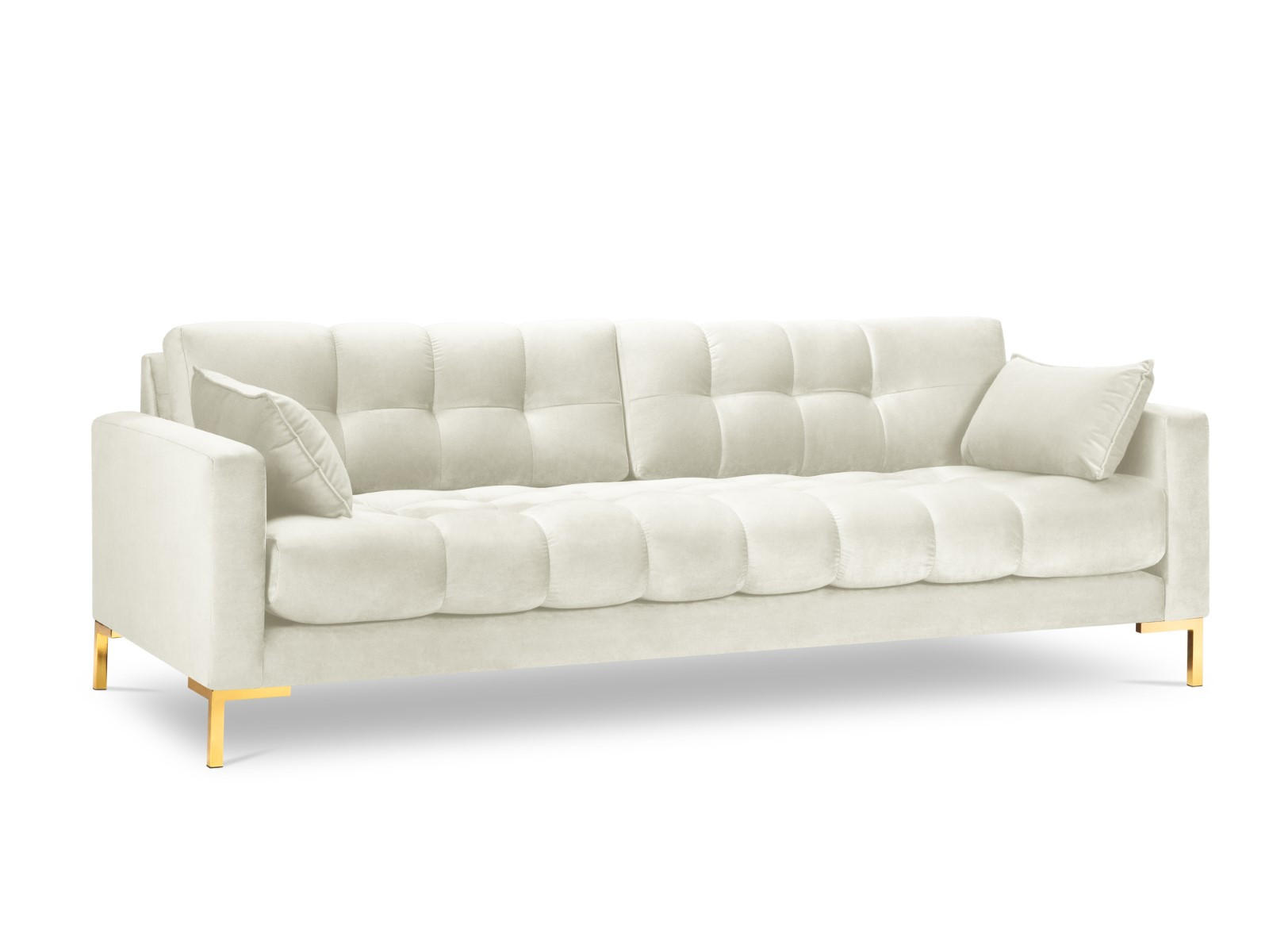 SOFA Mamaia aus Samt leichtes beige 4 Sitzplätze - Creme, Textil (92/75/217cm) - Micadoni