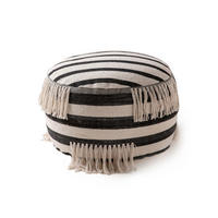 POUF Deja Schwarz/Weiß 55x55x30 cm - Schwarz, Textil (55/30/55cm) - benuta Pop