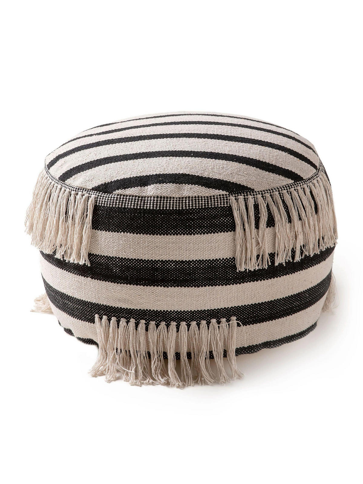 POUF Deja Schwarz/Weiß 55x55x30 cm - Schwarz, Textil (55/30/55cm) - benuta Pop