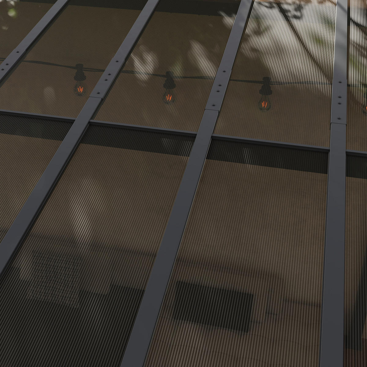 PERGOLA Metall ca. 3x3m - Dunkelgrau, Kunststoff (294/258/306cm) - Outsunny