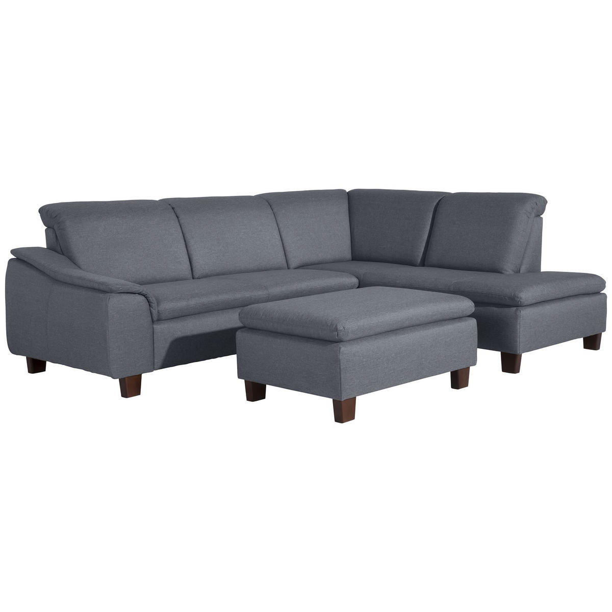 ECKSOFA mit Ottomane rechts Kaylil Flachgewebe denim - Flieder, Kunststoff (187/247cm) - 58aufmkessel