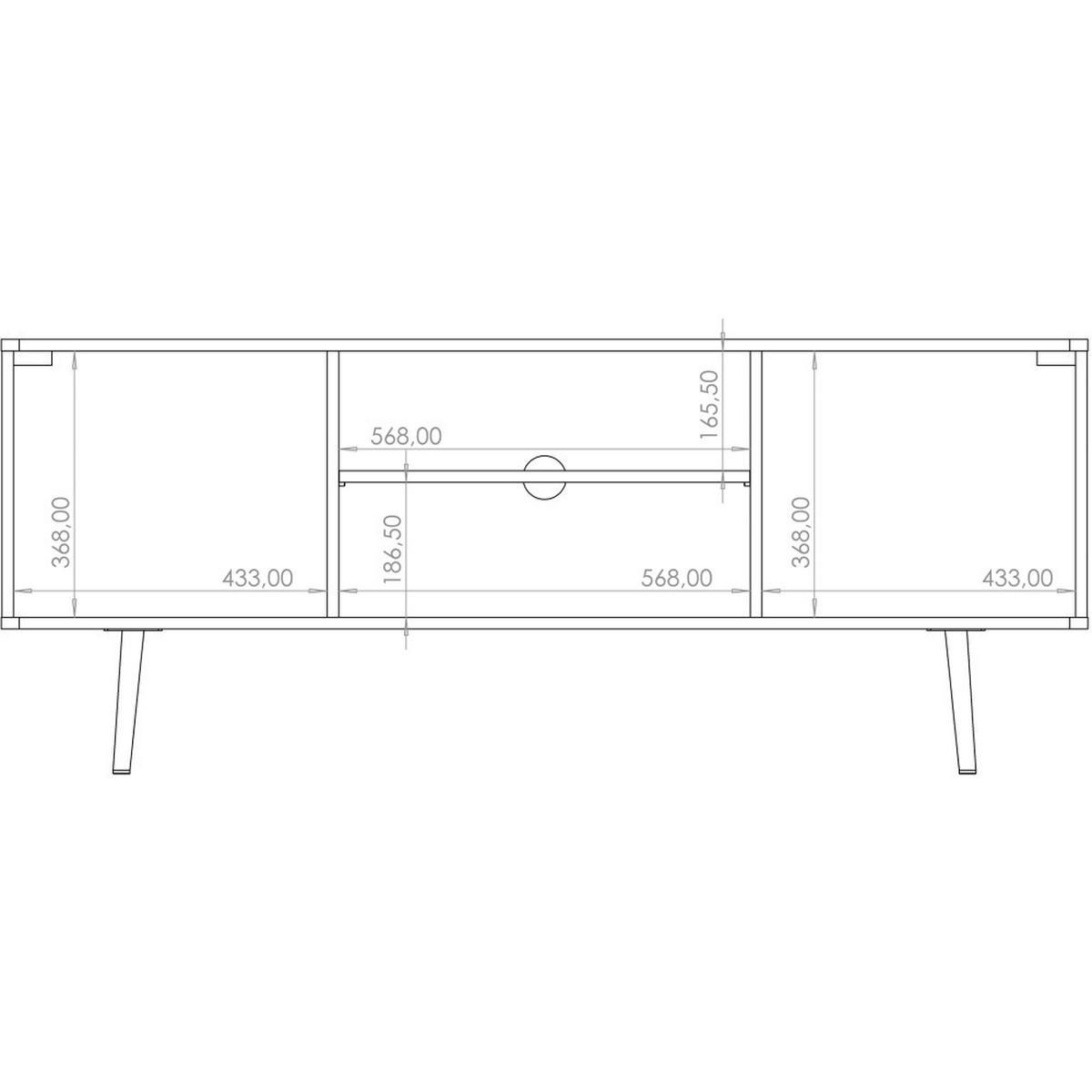 LOWBOARD Parini mit 2 Türen, mit Metallbeine, Graphitschwarz/Captains Deck - Eichefarben, Holzwerkstoff/Metall (150/60/41cm) - Beautysofa