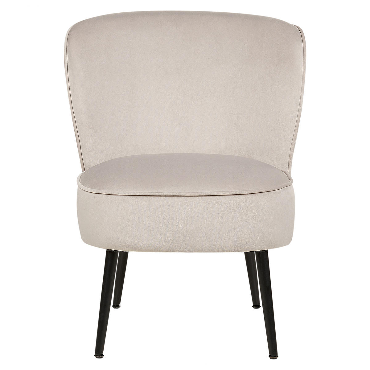 SESSEL Samtstoff taupe/schwarz Voss - Beige/Schwarz, Textil (60/76/52cm) - Beliani