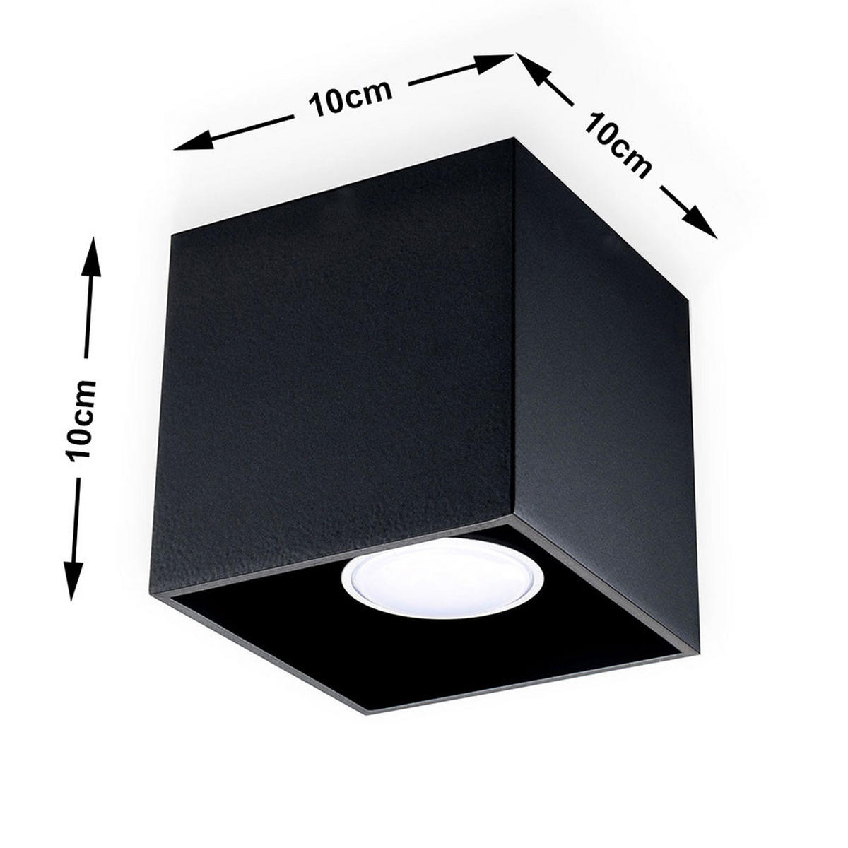 DECKENLEUCHTE Aluminium Schwarz - Schwarz, Metall (10/10/10cm)