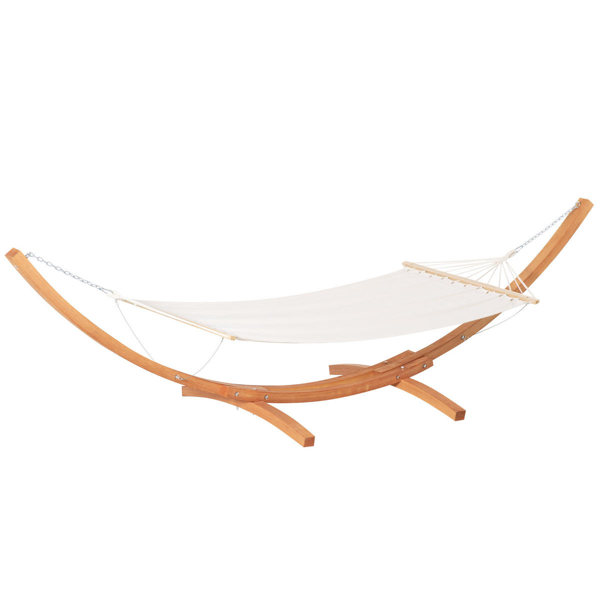 HÄNGEMATTE mit Gestell DE-13580 mit Holzgestell Creme & Braun - Weiß, Holz (120/102/392cm) - ComfortXL