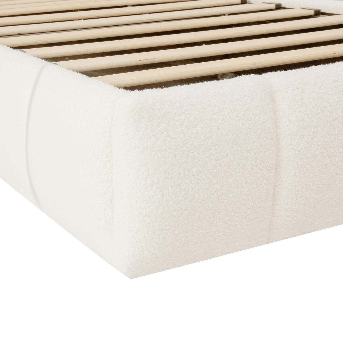 KINDERBETT Beige Bouclé 90x200 Hydraulik Stauraum Lattenrost - Beige, Leder (90/200cm) - FLIEKS
