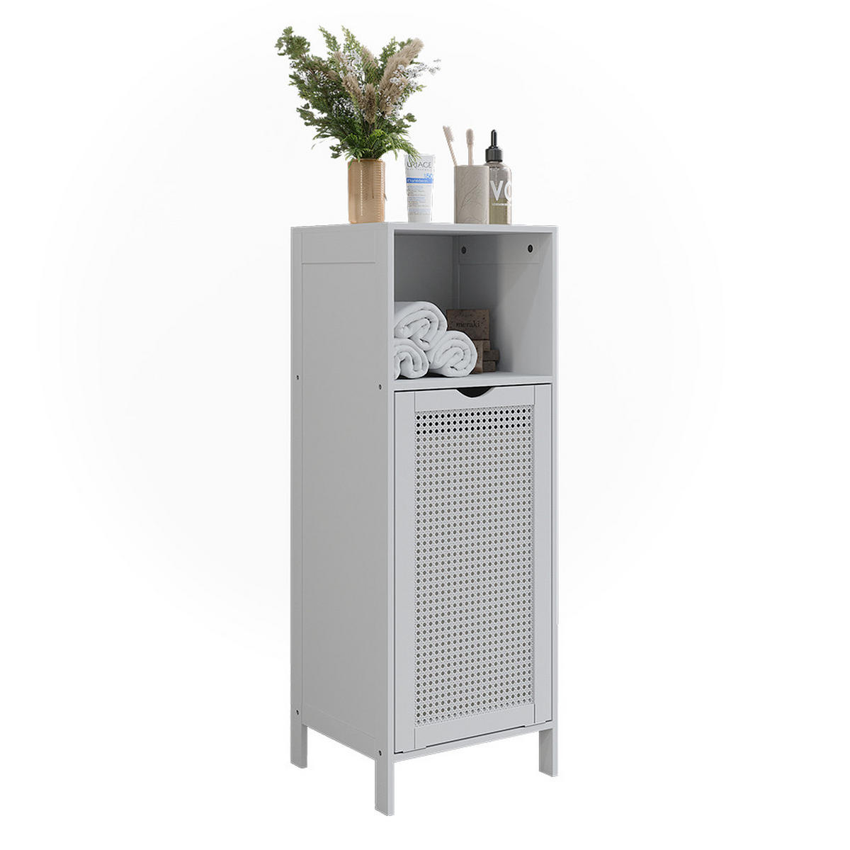 MIDISCHRANK Liora Weiß 36 x 98 cm mit Wäschekorb - Weiß, Holzwerkstoff (36/98/33cm) - Vicco