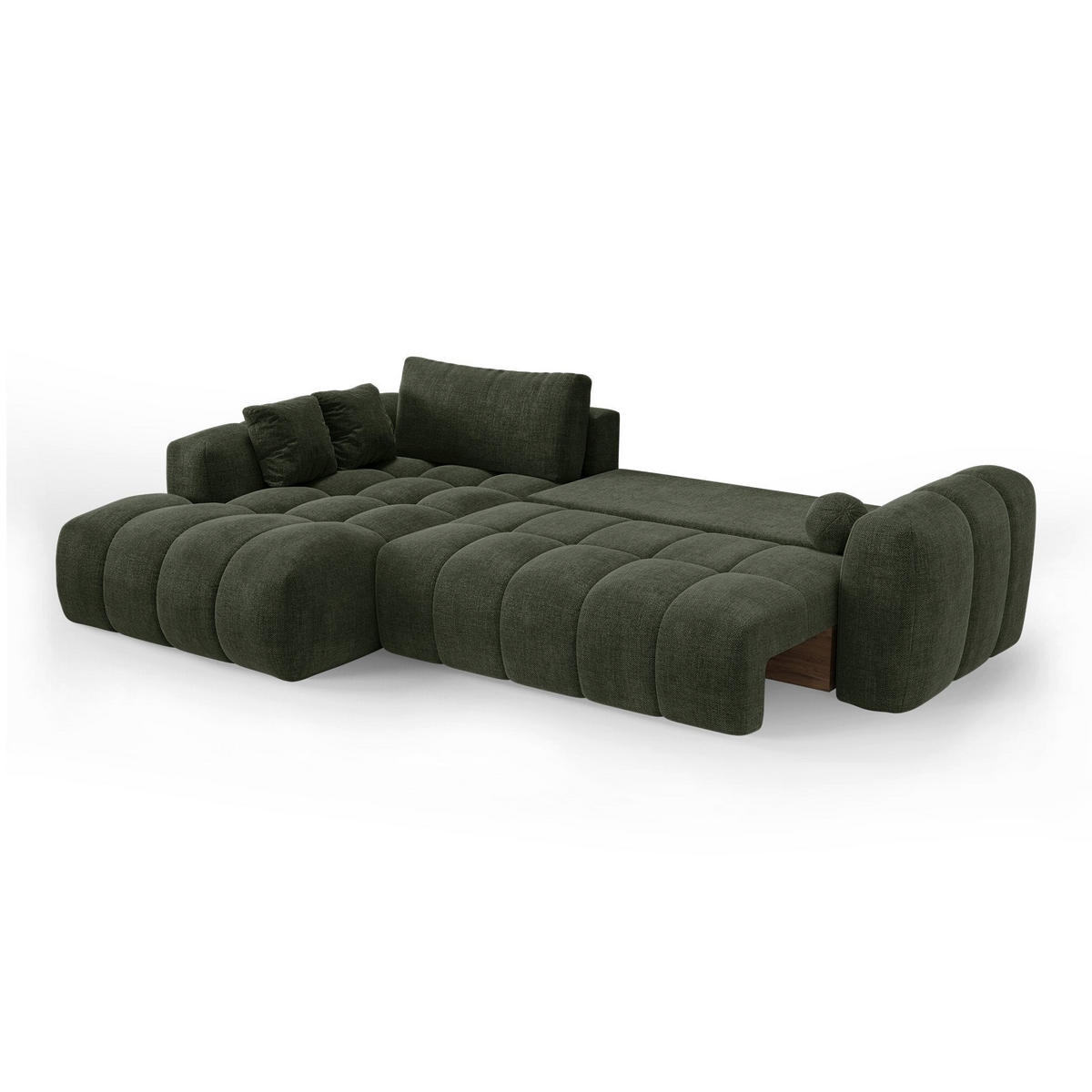 LINKSECK-SCHLAFSOFA mit Stauraum SKY Köpergewebe Vintage-Grün 310cm - Dunkelgrün/Grün, Textil (310/180cm) - Premium Interiors