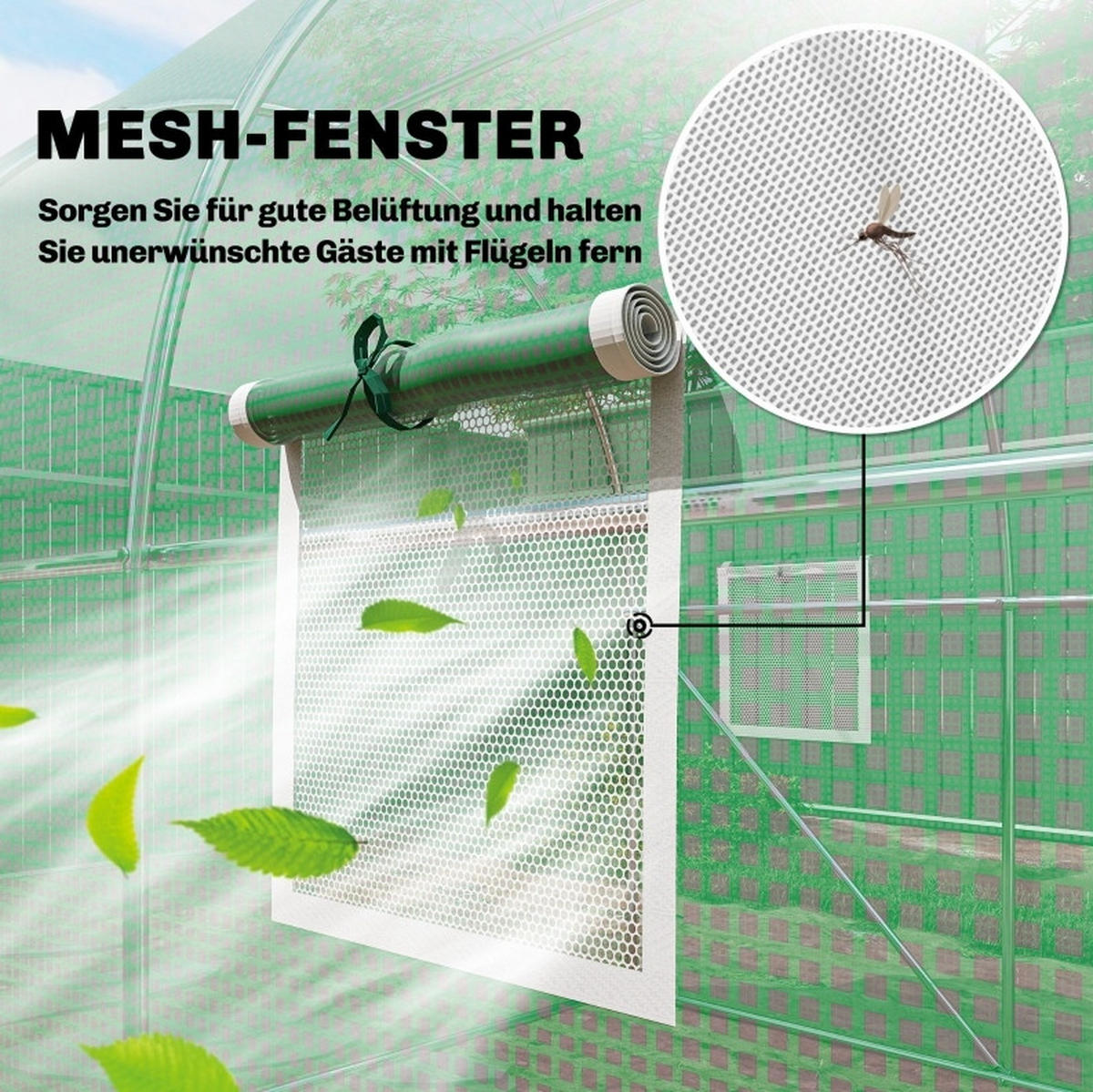 GEWÄCHSHAUS aus Polyethylen 200x300x200 cm in Grün mit 6 Netzfenstern - Grün, Kunststoff (300/200/200cm) - Modfu