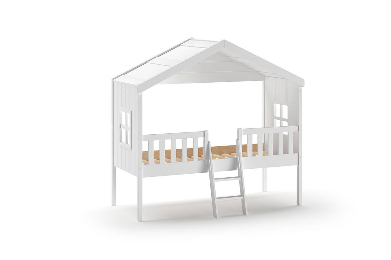 HAUSBETT HUIZ Weiß 120x213x202 cm - Weiß, Holz - FURNLUX