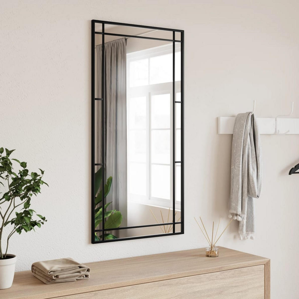 WANDSPIEGEL Schwarz 50/100 Cm Rechteckig Eisen - Schwarz, Metall (100/105/50cm) - vidaXL