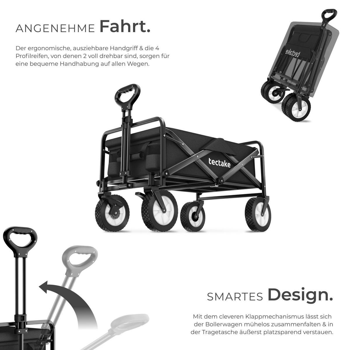 BOLLERWAGEN Leon, inklusive Tragetasche, Belastbarkeit 80 kg, schwarz - Schwarz, Kunststoff (53.5/101/91cm) - tectake