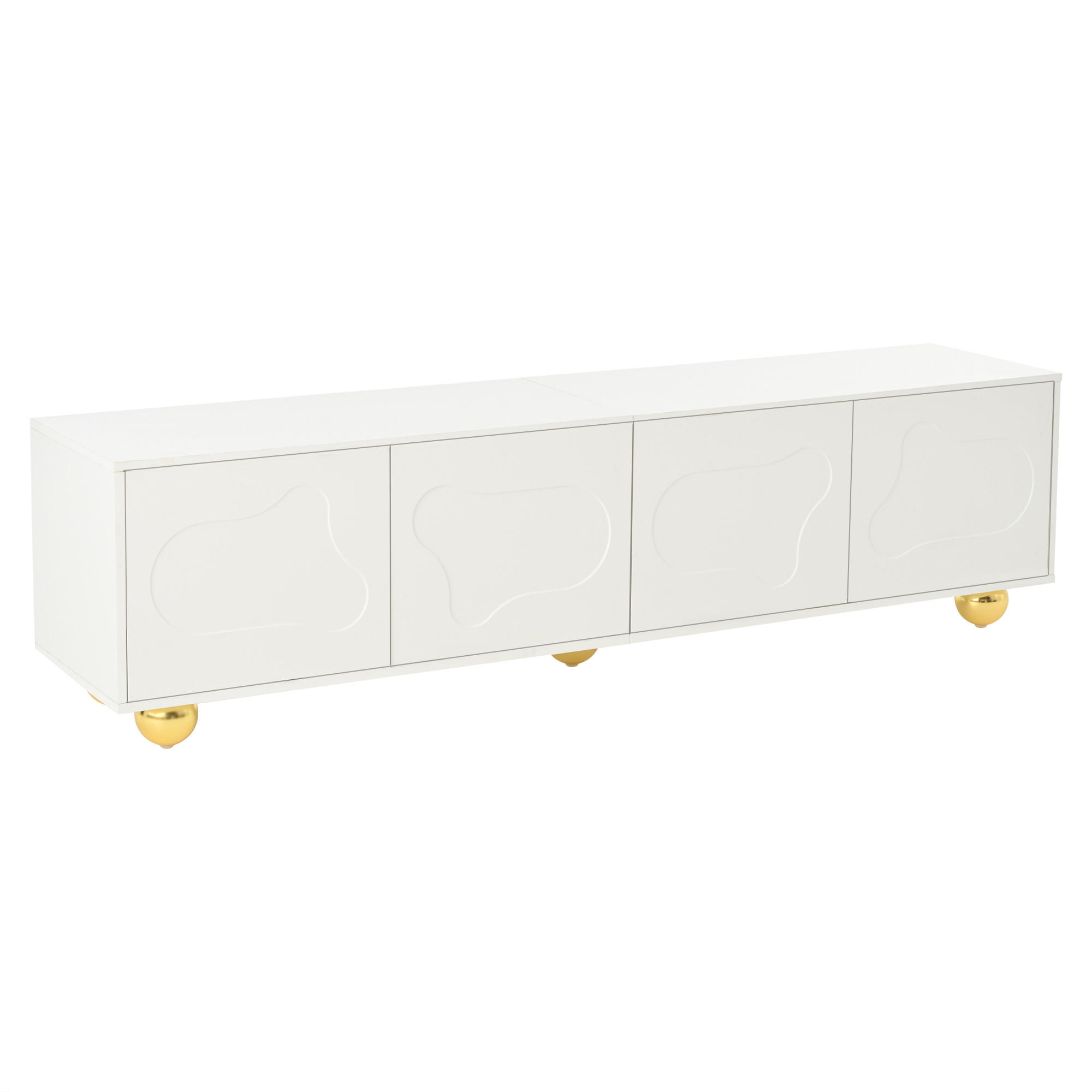 TV-LOWBOARD Lowboard Weiß Wolkenform 4 Türen für 75-Zoll TV 180cm - Weiß, Holzwerkstoff (180/45/40cm) - Urban Meuble