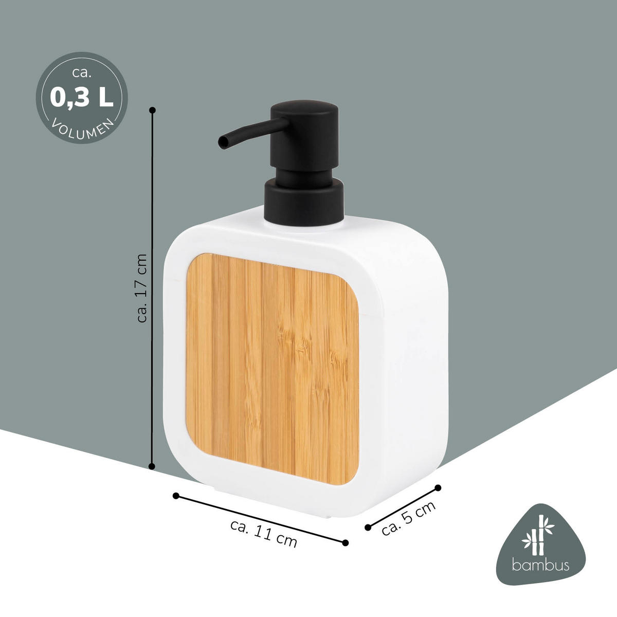 SEIFENSPENDER 300 ml, weiß - Weiß, Kunststoff (11/17/5cm) - eluno