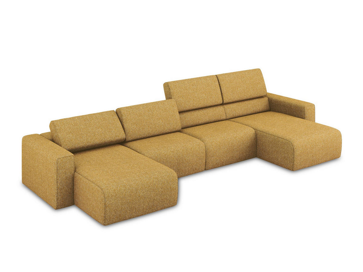 WOHNLANDSCHAFT Strukturstoff Stoff Gelb - Currygelb/Gelb, Kunststoff/Textil (404/80/167cm) - Makamii