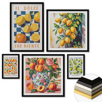 WANDBILDER 5er-Set - 50x50 cm & 20x30 cm & 40x60 cm Schwarzer Rahmen - Zitronenbäume im Topf - Schwarz, Kunststoff (40/60cm) - ArtPrintCave