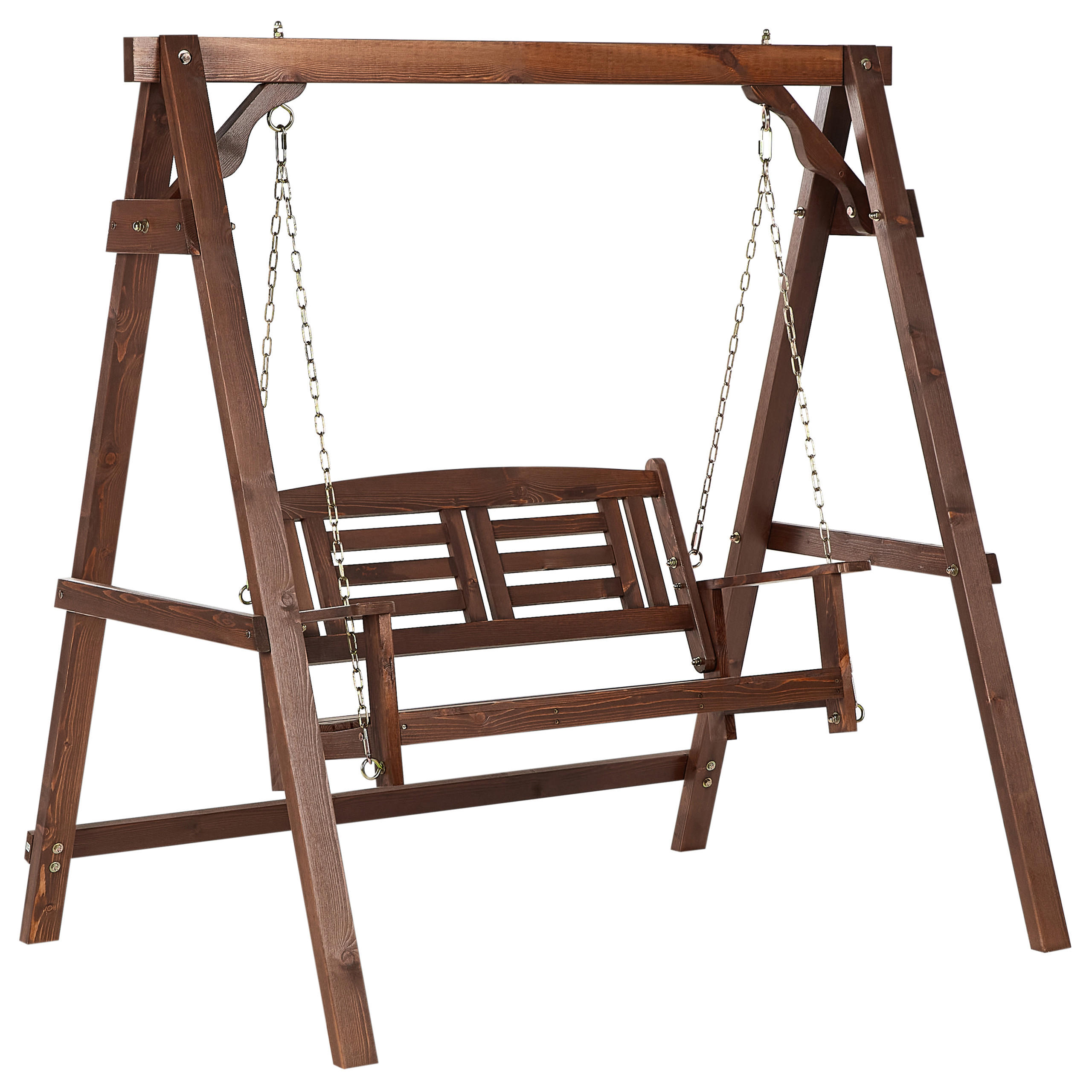 HOLLYWOODSCHAUKEL 2-Sitzer Dunkler Holzfarbton Nerito - Dunkelbraun, Holz (159/169/117cm) - Beliani