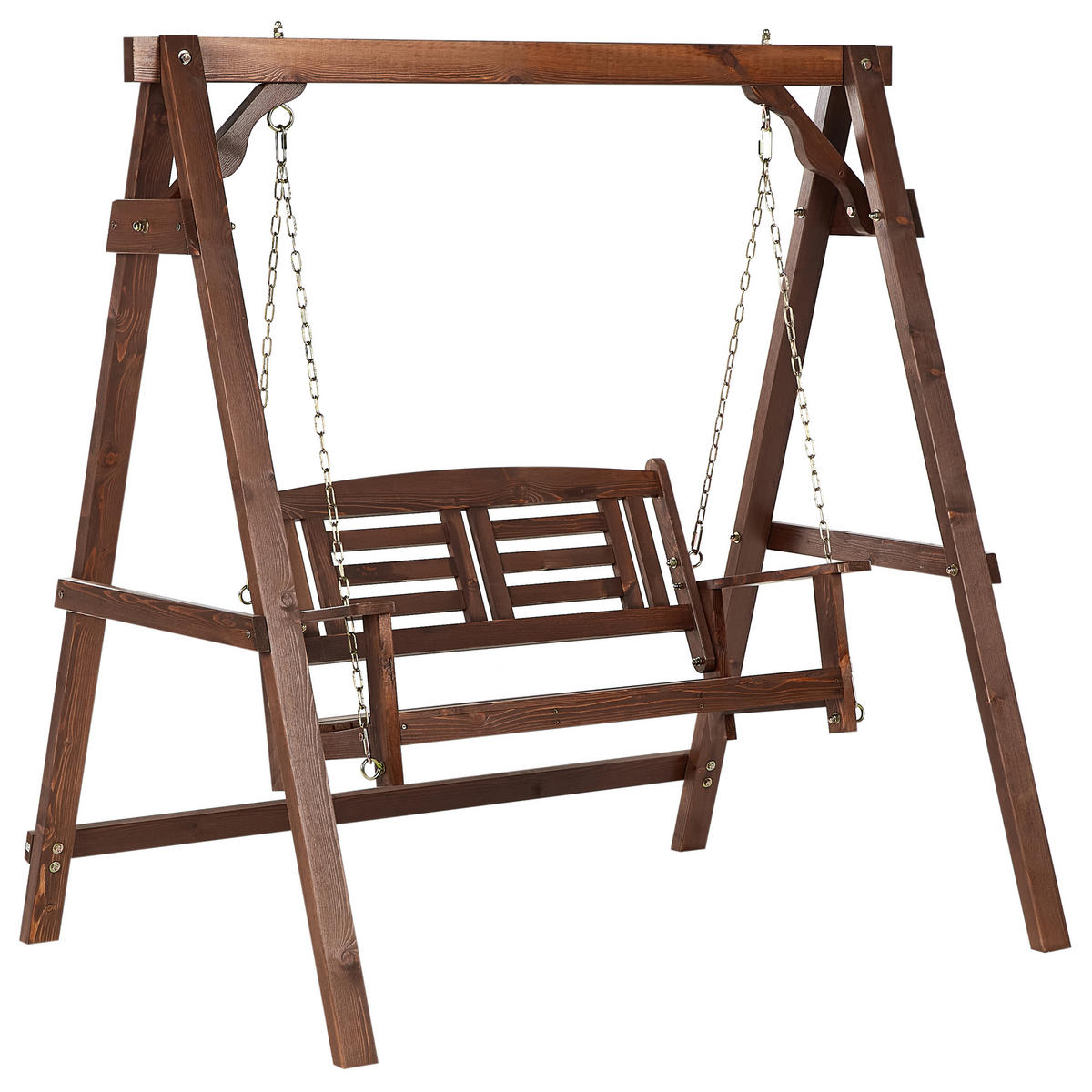 HOLLYWOODSCHAUKEL 2-Sitzer Dunkler Holzfarbton Nerito - Dunkelbraun, Holz (159/169/117cm) - Beliani