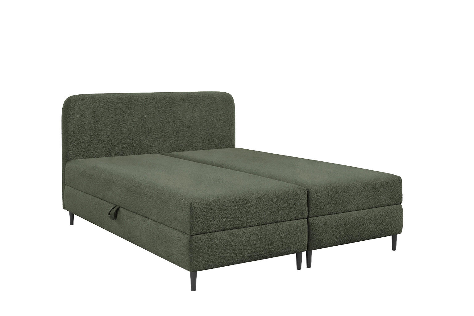 BOXBETT Mit Zwei Bettkasten, Bouclé-Stoff Lambi, Grün, 160x200 cm, FUBU - Grün, Holz (160/200cm) - Kaiser Möbel