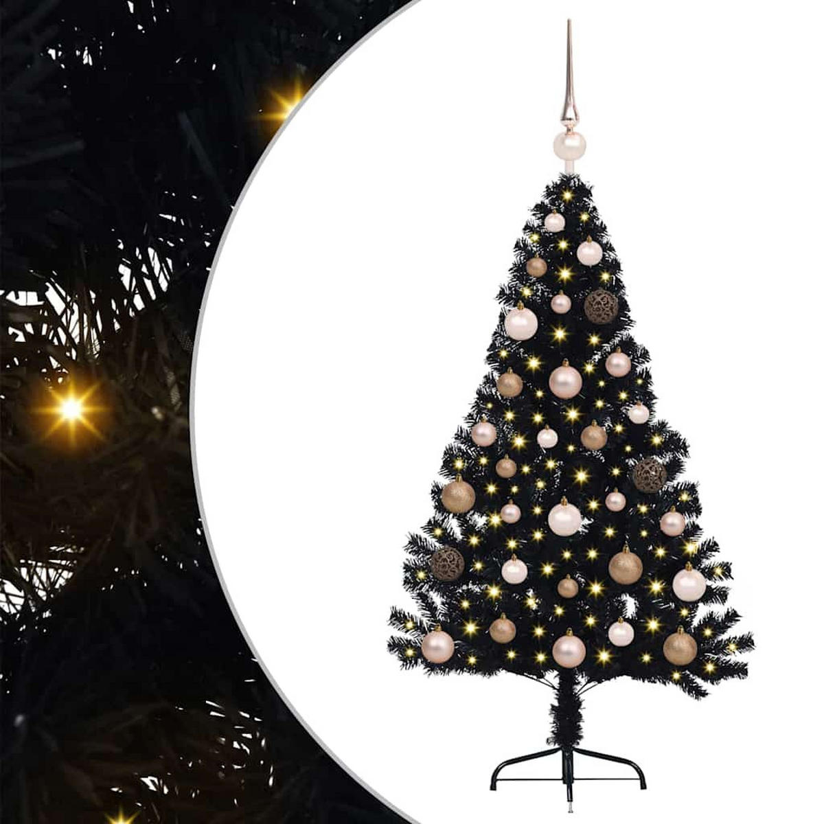 WEIHNACHTSBAUM Künstlicher Vorbeleuchteter Haltbar 68/68/120 cm Schwarz PVC - Schwarz, Kunststoff (120cm) - vidaXL
